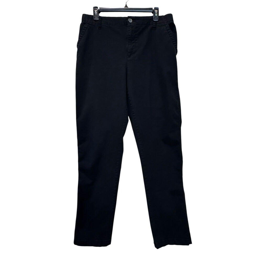 Old Navy Women’s Easy Chino Pants Black Size L TALL Large Stretch Waist Workwear